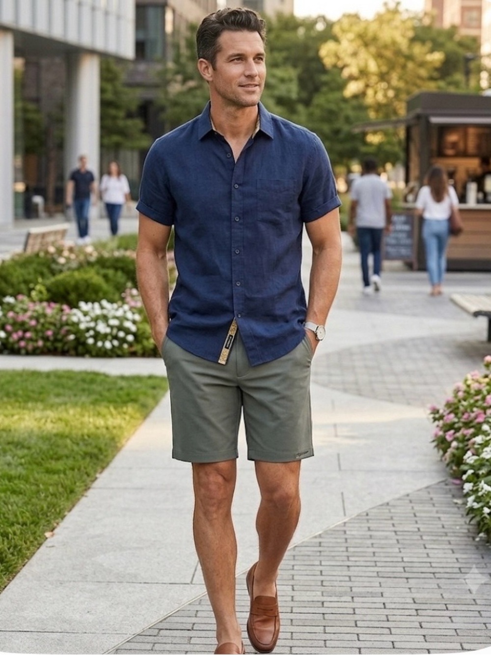 Tommy Bahama Men's Olive Green Flat-Front Shorts